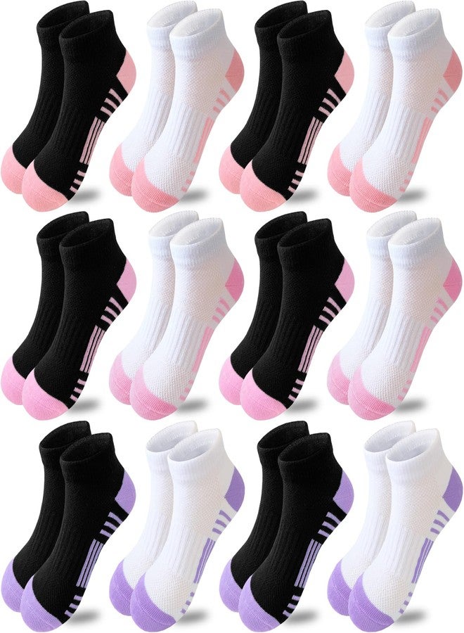 Bemeol Girls Socks 12 Pairs Ankle Socks Girls Athletic Cotton Sports Low Cut Sock for Little Big Kids(10-14 Years) - Image 1